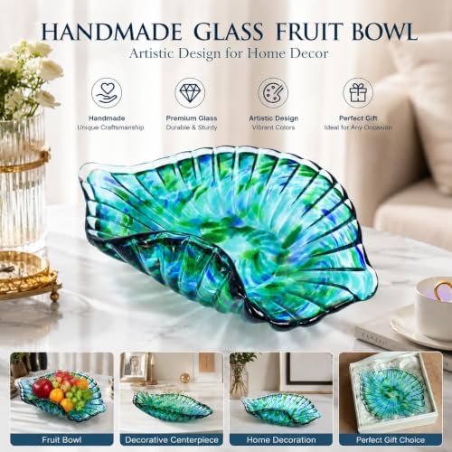 Hand Blown Glass Bowl Decorative Dish Fruit Bowl Home Decor - Image 4