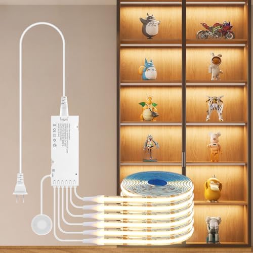 AIMENGTE Cabinet Light 12V COB LED Strip Lights, 6-in-1 Penetrable Touch Dimming, Suitable for Wine Cabinets, Shoe Racks, Display Cabinets, Wardrobes, Kitchen Cabinets, and Showcase Lighting by AIMENGTE