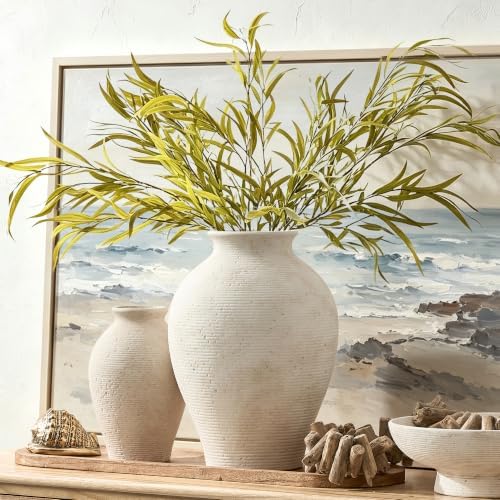 Vanselia Ceramic Flower Vase Home Decor - Large Tall Farmhouse Table Vases Rustic Vintage Living Room Kitchen Bedroom Decoration for House Book Shelf Office Coffee Desk Dining Fireplace (13.8" Rustic) - Image 5