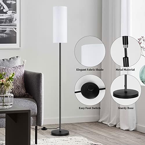 PARTPHONER Modern Standing Lamp with Lampshade, Minimalist Tall Lamp with Foot Switch for Living, Bedroom, Kids Room, Office - Image 3