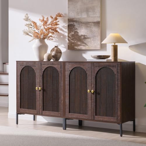 IFBUY 61.75" W Mid Century Modern TV Stands for Living Room, Brown - Image 3