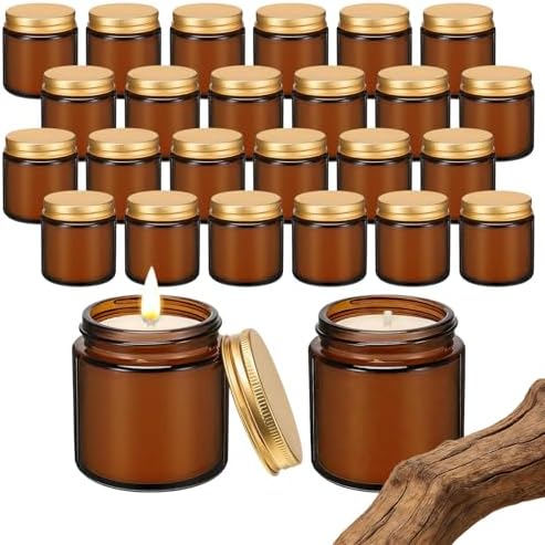 24 Pcs 4 Oz Mini Soy Wax Candles, Mahogany & Teakwood Scented Aromatherapy Candles Bulk Set, Stress Relief Relaxation Candle, Ideal for Wedding Birthday Party Favors, Gifts and Home Decor by Trxvxo