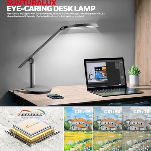 Honeywell H6 Desk Lamp for Home Office, Dimmable Reading Table Light, Gray - Image 4