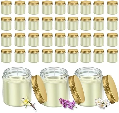 ACITHGL 36 Pcs 4oz Mini Mason Jar Candles Small Scented Candles Bulk Aromatherapy Ideal Souvenir Favors for Wedding Birthday Party (Vanilla, Lilac, Gardenia, Gold) by ACITHGL