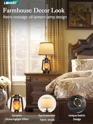 LEDIARY 18.72" Black LED Lantern Flickering Flame Table Lamps Set of 2 - Image 2