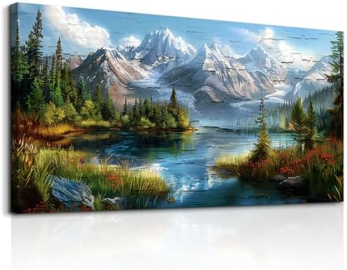 FUHAIHUA Canvas Wall Art For Living Room Wall Decor For Bedroom Modern Office Wall Decoration Mountains Rivers Landscape Painting Farmhouse Pictures Artwork Room Aesthetic Home Decor 20x40 In by FUHAIHUA