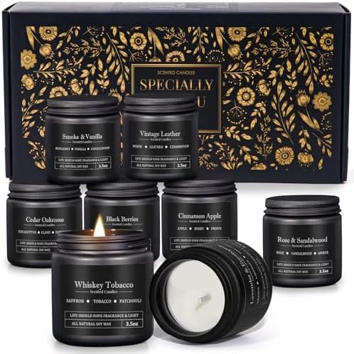 8 Pack Scented Candles for Men, Masculine Candle Gift Set with Smoky & Woody Scents, Soy Wax Aromatherapy Candles for Home, Birthday Gift for Him, Boyfriend, Spring Candles by YMing