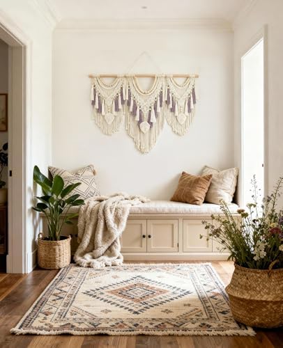 Tempospark Macrame Wall Hanging, 43"x32" Boho Wall Tapestry, Large Wall Art for Bedroom, Living Room, Dining Room, Nursery, Gallery, Office (Leaf&Bead) - Image 3