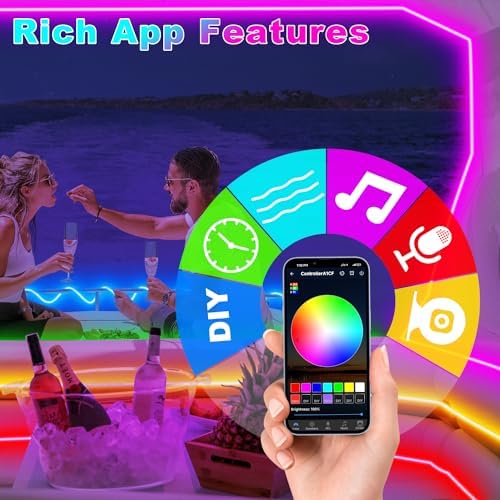 100FT Boat Lights LED Waterproof, 12V Marine Light Strip for Boat, RGB Marine LED Strip 12V with App & Remote for Pontoon Interior and Exterior, Night Fishing Lighting for Jon, Yacht, Kayak, Deck - Image 2