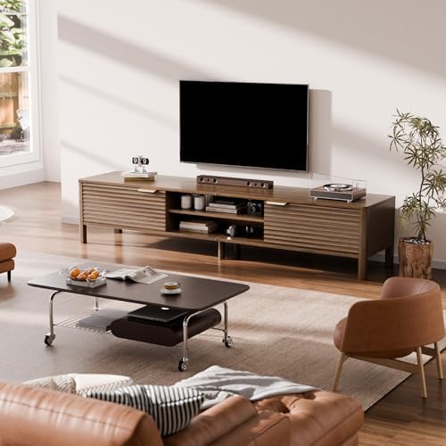 TV Stand for Living Room up to 80 Inch TVs Entertainment Center Walnut 71" - Image 6