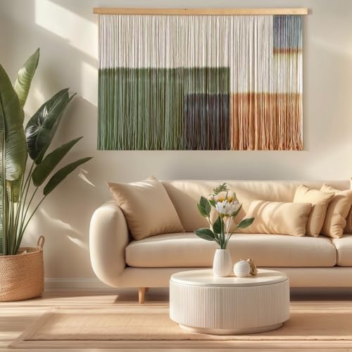 Sdjazl Woven Boho Macrame Wall Hanging Home Decor Tapestry Dip-Dyed Large Macrame Wall Art Colorful Mountain Landspace for Living room (green1) by Sdjazl