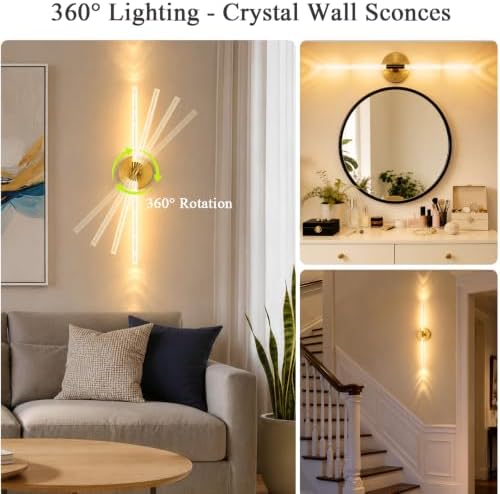 Rechargeable Wall Lights Battery Operated Sconce 2Pack(Gold Bubble Crystal) - Image 5