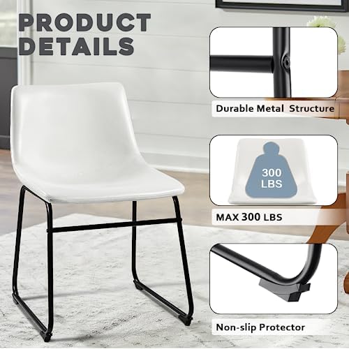 Waleaf Dining Chairs Set of 2, 18" Faux Leather Counter Height Bar Stools - Image 4