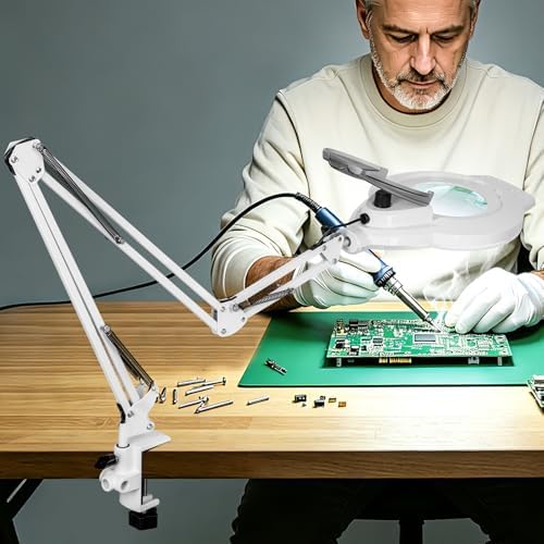 KIRKAS LED Magnifying Lamp with Clamp, 2,200 Lumens Dimmable 35in 12X by KIRKAS