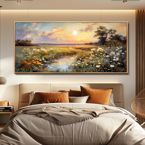 hyidecorart Large Framed Wall Art, Landscape Wall Art, Nature Wall Decor, Wildflowers Scenery Painting Prints, French Country Pictures for Living Room Bedroom Modern Farmhouse Decorations 32x72 In - Image 6