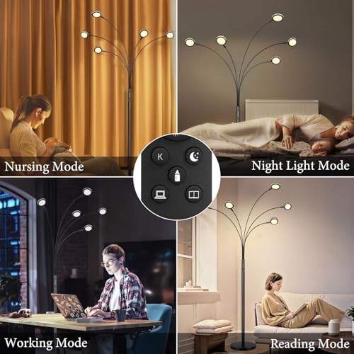 Bairth LED Arc Floor Lamp with Remote,2250LM Dimmable Floor Lamp with Timer - Image 4