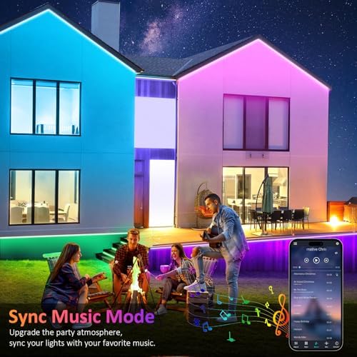 400FT Outdoor RGB LED Strip Lights, IP65 Music Sync Led Lights with App Control and Remote,Color Changing Waterproof Led Rope Lights for Outdoor, Balcony, Roof, Garden, Stairs - Image 4