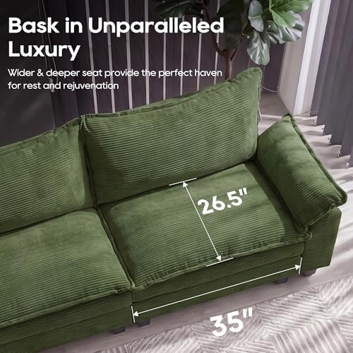 URRED Oversized Modular Sectional Sofa，Solid Green：122" L Shaped - Image 5