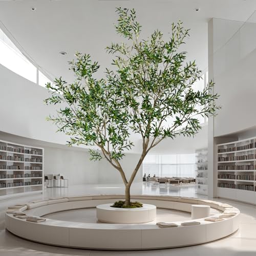 10FT Artificial Olive Tree with Realistic Leaves & Natural Trunk, Faux Silk Olive Plant in White Planter, Tall Fake Tree for Modern Home Office Living Room Entryway Corner Decor, Maintenance Free by BringNatureToYourHome%EF%BC%81