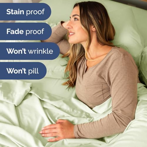 Flex Top Split Head King 4 Piece Sheet Set - Ultra-Soft - Light Sage Green - Image 6