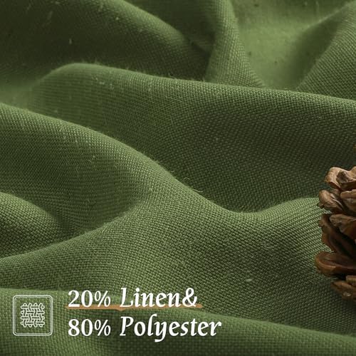 LAMIT Light Filtering Linen Curtains 84 inch for Living Room, Olive Green - Image 2