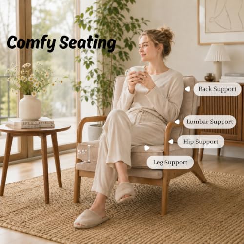 Karl home Mid-Century Modern Accent Reading Chair, Khaki - Image 3
