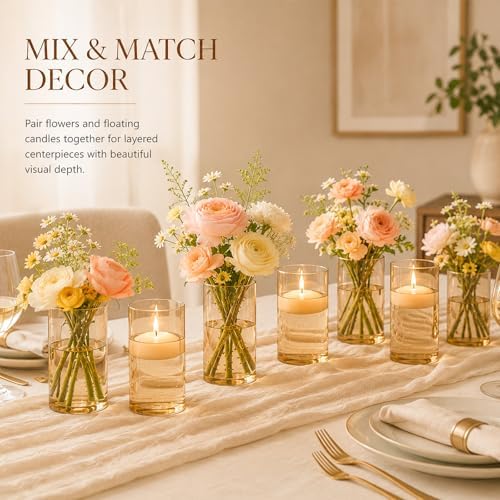 TBWIND 12pcs 6 Inch Gold Amber Glass Cylinder Vases for Centerpieces - Image 3