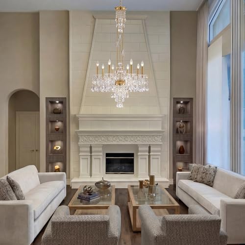 8-Light Maria Theresa Crystal Candle Chandelier, Brass Gold Chandelier for Dining Room, Entryway & Living Room, Adjustable Height, E12 Base - Image 4