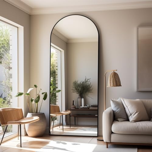 Dewfig Full Length Mirror, 70"x26" Arched Full Body Mirror, Black - Image 3