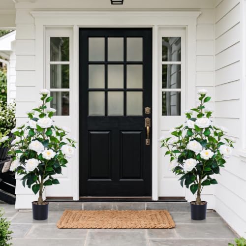 2 Pack Artificial Camellia Trees with Potted (White Flowers) - Image 4
