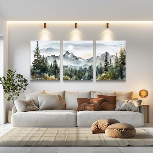 MHARTK66 Large Size Wall Art for Living Room Modern Wall Decor for Bedroom Office Decor Abstract Mountain Forest Landscapes Ink Painting 3 Piece Framed Canvas Art Prints Ready to Hang Wall Pictures - Image 6