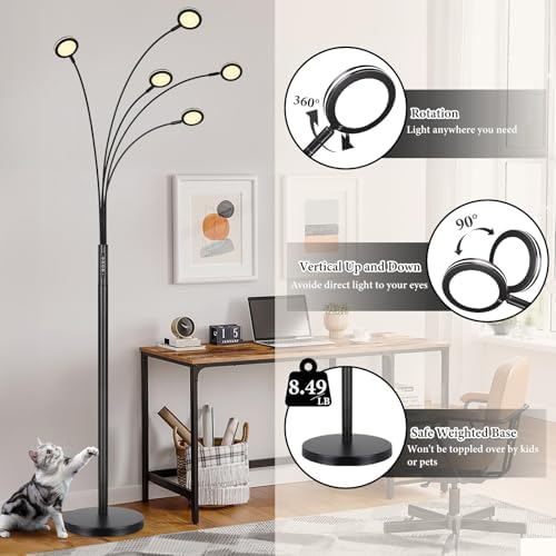 Bairth LED Arc Floor Lamp with Remote,2250LM Dimmable Floor Lamp with Timer - Image 6