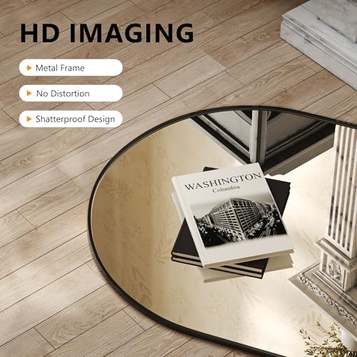 Arched Bathroom Mirror for Wall, 55" x 30" Metal Frame Vanity Mirror, Black - Image 3
