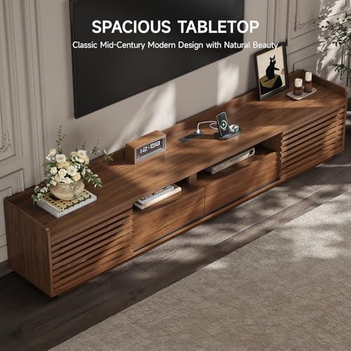 ONBRILL 78.7"TV Stand for TV Up to 85",Mid-Century Modern TV Console Walnut - Image 4