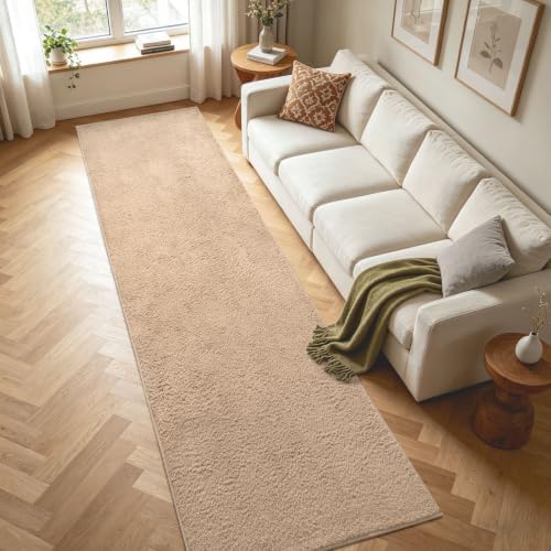 2x10 Beige Solid Runner Rug Washable Non-Slip for Kitchen Hallway Bathroom - Image 4