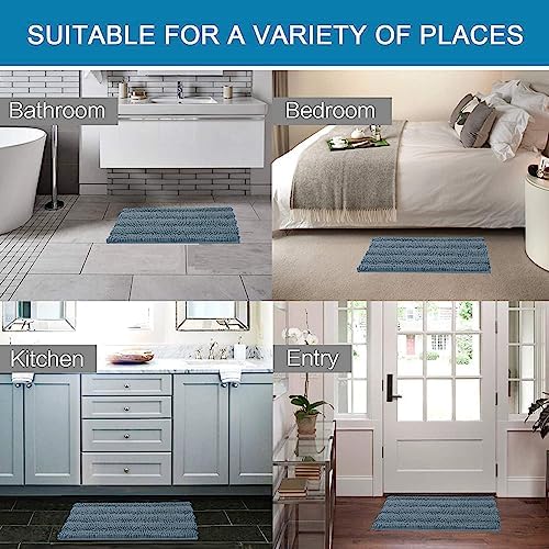 Non Slip Thick Shaggy Chenille Bathroom Rug Mat Set Extra Soft and Absorbent Striped Floor Rugs, 2 Piece, Machine-Washable - Image 6
