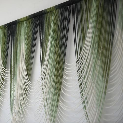 Macrame Wall Hanging Dip-Dyed Green Fiber Art Boho Wall Decor 57" W*41" L - Image 6