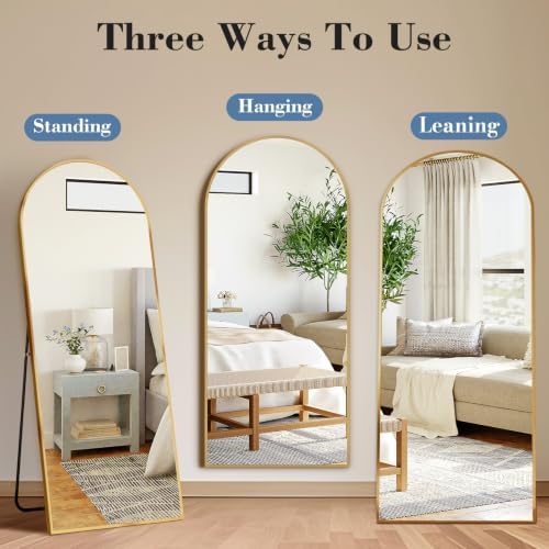 DUMOS Arched Mirror Full Length Floor, 58x19 Inch Full Body Standing Mirror - Image 5