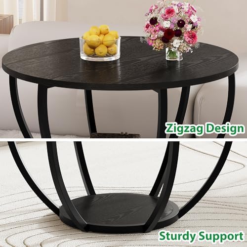 HOMERECOMMEND Round Coffee Table,Accent Center Table for Living Room,Black - Image 5