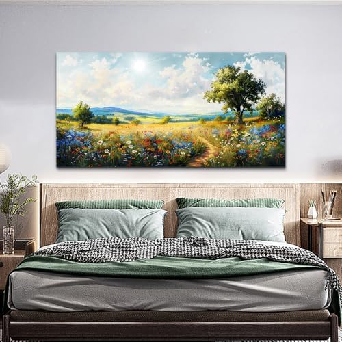 hyidecorart Nature Field Scenery Abstract Painting Large Wall Art For Living Room Bedroom Wall Decor Pictures Artworks Modern Wall Decorations For Office Canvas Prints Home Art Decor 24"X 48" - Image 3