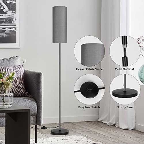 PARTPHONER Floor Lamp for Living Room, Modern Standing Lamps with Lampshade, Minimalist Tall Lamp with Foot Switch for Living Room, Bedroom, Kids Room, Office(Bulb Not Included) - Image 3