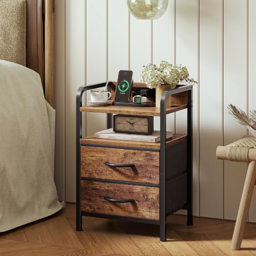 Huuger Nightstands Set of 2, Night Stand, Charging Station, USB-C Ports - Image 2