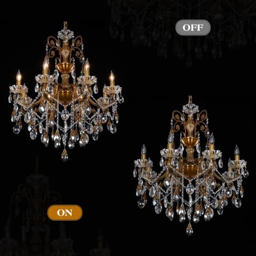 Antique Gold Bronze Crystal Chandeliers Candle Style Pendant Light - Image 6