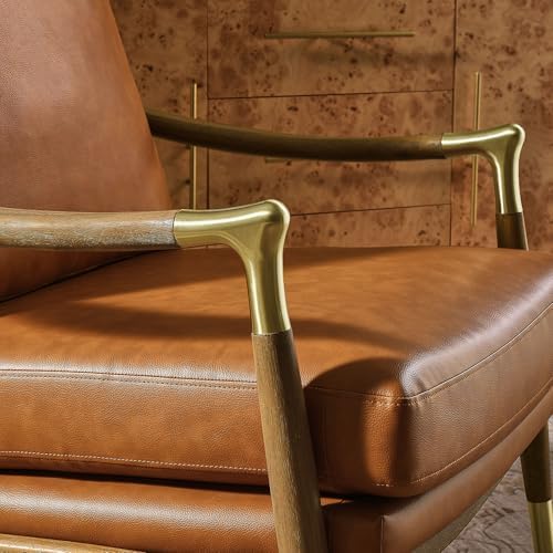Modway Langford Faux Leather Upholstered Armchair – Mid-Century Modern Armchair with Wood Frame – PU Leather Accent Chair for Living Room or Bedroom - Image 6