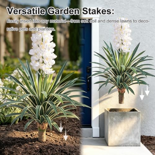 Artificial Agave Plant Fake Agave Planters for Indoor Outdoor Faux Agave Plants Real Touch Realistic Greenery for Home Living Room Office Garden Front Porch Patio (30inch 57Leaves-2 Pcs White) - Image 5