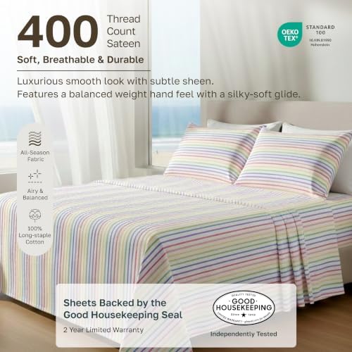 California Design Den Soft 100% Cotton Sateen Extra Long Twin Sheets, 3 Pcs - Image 2