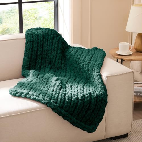 L'AGRATY Chunky Knit Throw Blanket for Couch, 30 x 40 Inches, Olive Green by LAGRATY