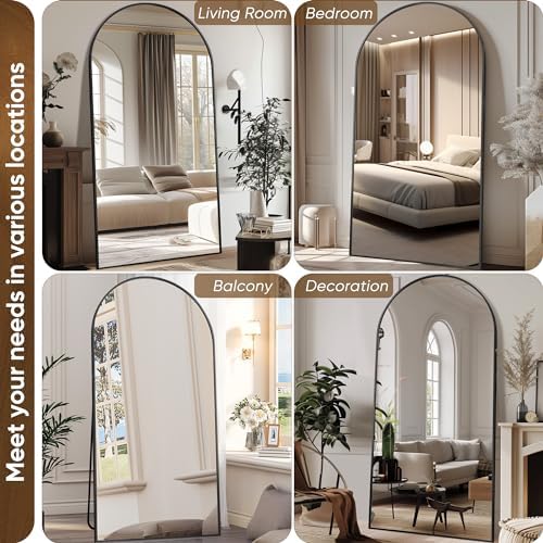 Antok 91" x46” Arched Full Length Mirror, Floor Mirror with Stand, Black - Image 5