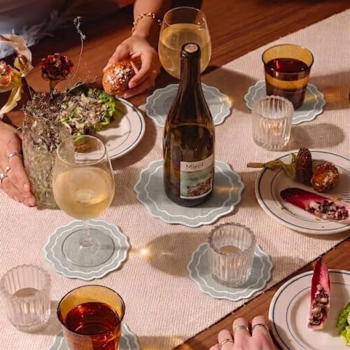 Linen Coasters for Drinks, Set of 6, 4.5 inch, Natural - Image 6