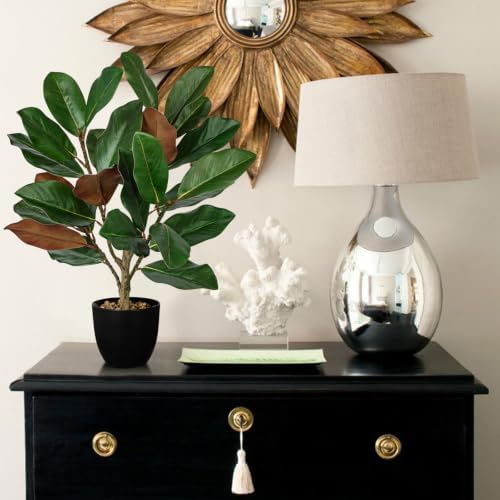 Briful 23.6 in Artificial Magnolia Plant with Dual-Tone Leaves in Black Pot - Image 4